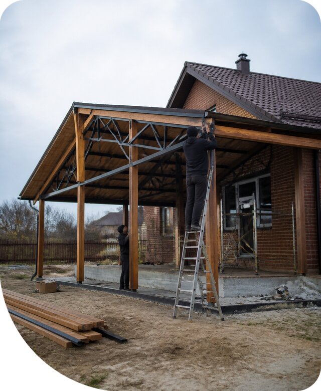 Пристройка навеса к дому и участку в Ефремах под ключ