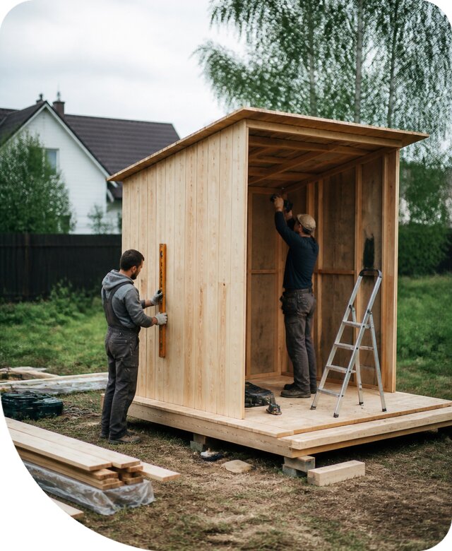 Профессиональная установка хозблока на участке в Ефремах
