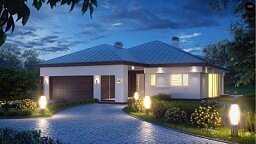 Удобный одноэтажный дом с гаражом для двух автомобилей, с большой площадью остекления в дневной зоне. Удобный одноэтажный дом с гаражом для двух автомобилей, с большой площадью остекления в дневной зоне.